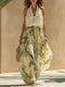 Ruffled Top And Lily Print Pants Set
