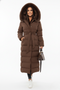 Women's Long Winter Coat – Elegant Padded Jacket with Faux Fur Collar and Belt