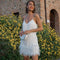 Women's Sequin Mini Dress with Feather Hem – V-Neck Spaghetti Strap Party Dress