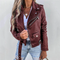 Women's Leather Jacket – Luxury Leather with Stand-up Collar, Belt & Elegant Design