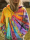 Women's Bohemian Patchwork Quilted Pullover Sweater Hoodie